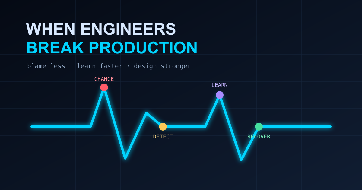Production incident timeline from a failed change to recovery